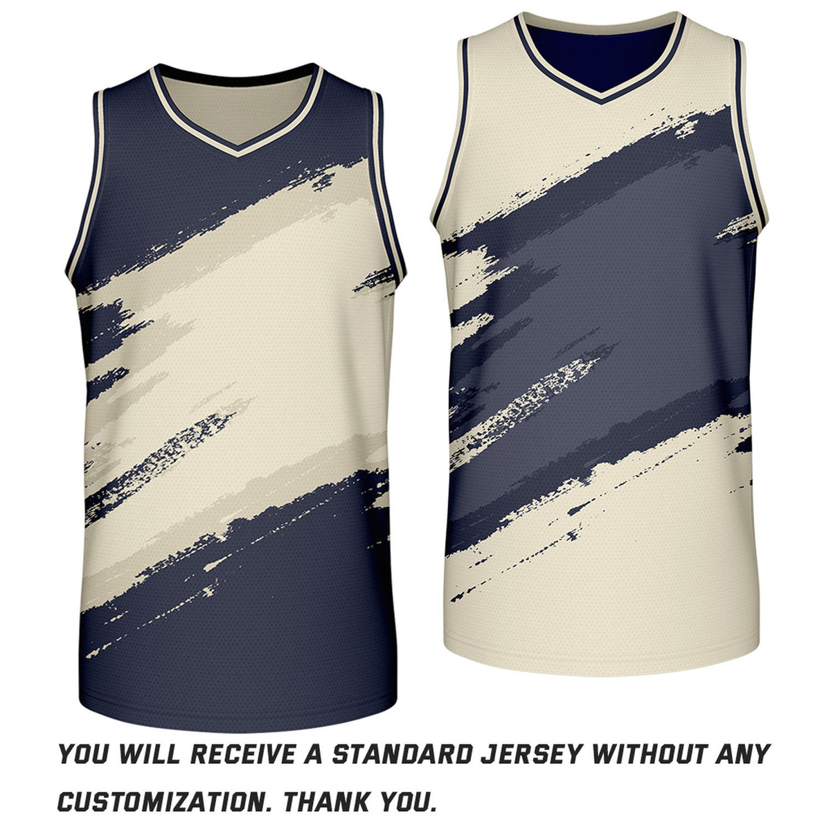 Custom Navy & Cream Brush Stroke Reversible Basketball Jersey | Adult Youth Jerseys for Large Group Team Orders