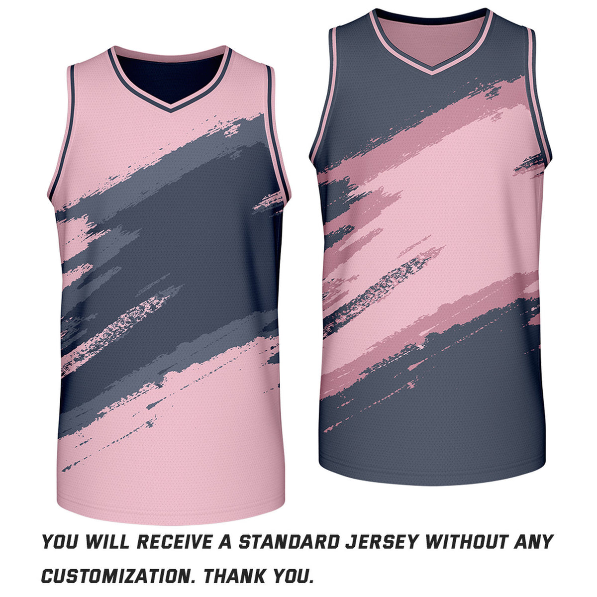 Custom Pink & Navy Brush Stroke Reversible Basketball Jersey | Adult Youth Jerseys for Large Group Team Orders