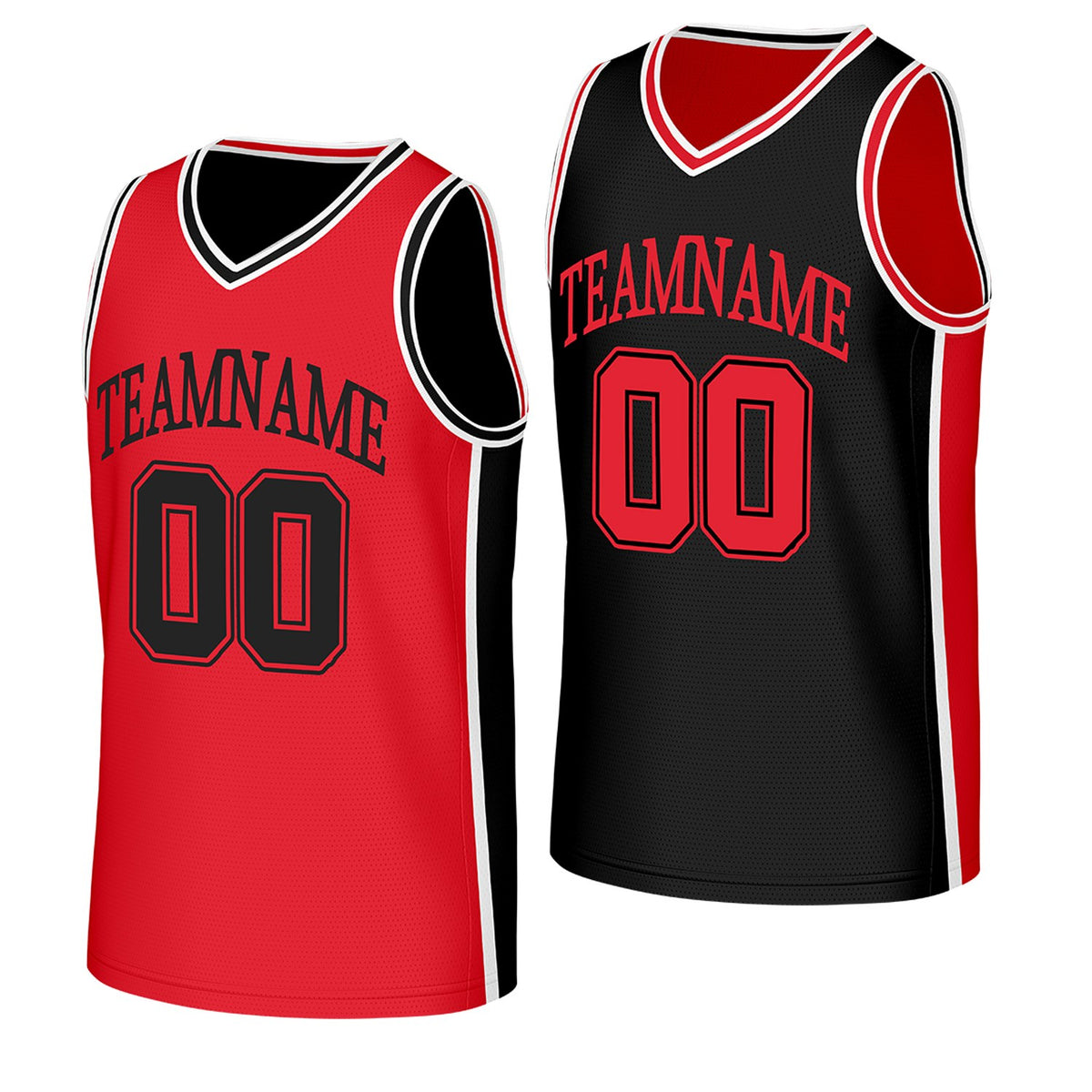Custom Red &amp; Black Reversible Basketball Jersey | Personalized Team Jerseys with Name Number Logo