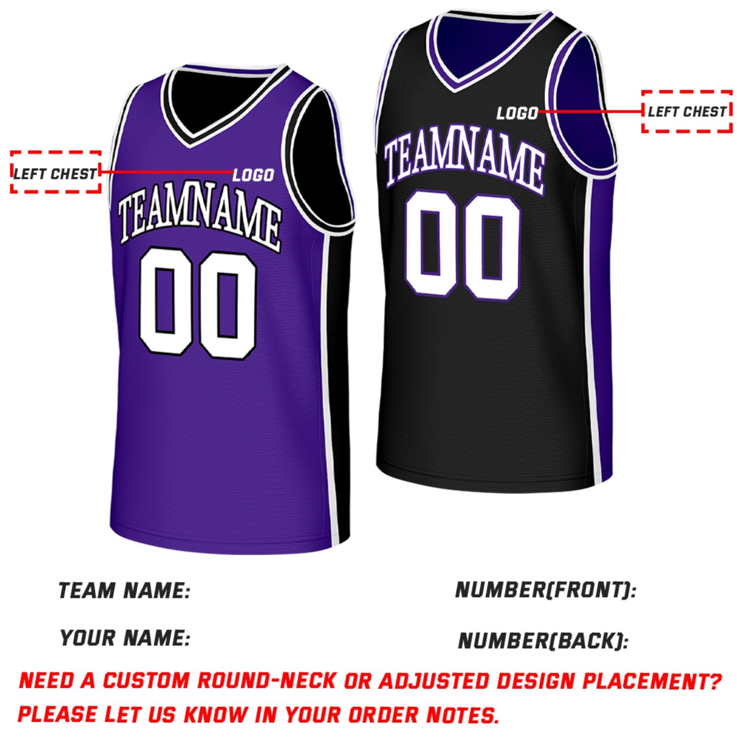 Custom Purple & Black Reversible Basketball Jersey | Personalized Team Jerseys with Name Number Logo