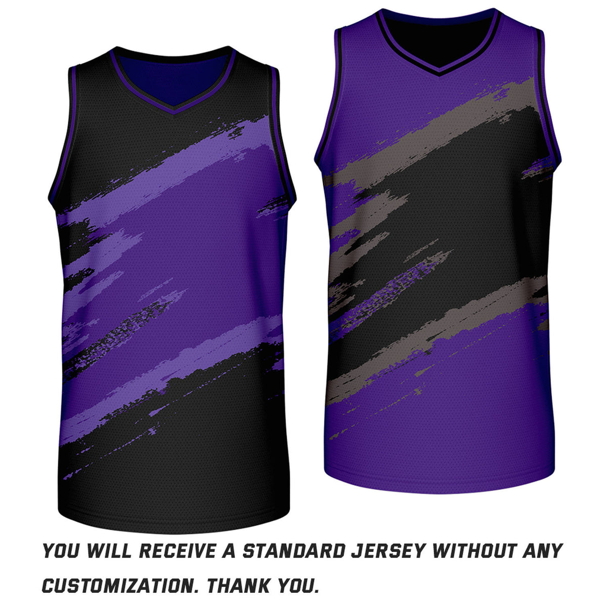 Custom Black & Purple Brush Stroke Reversible Basketball Jersey | Adult Youth Jerseys for Large Group Team Orders