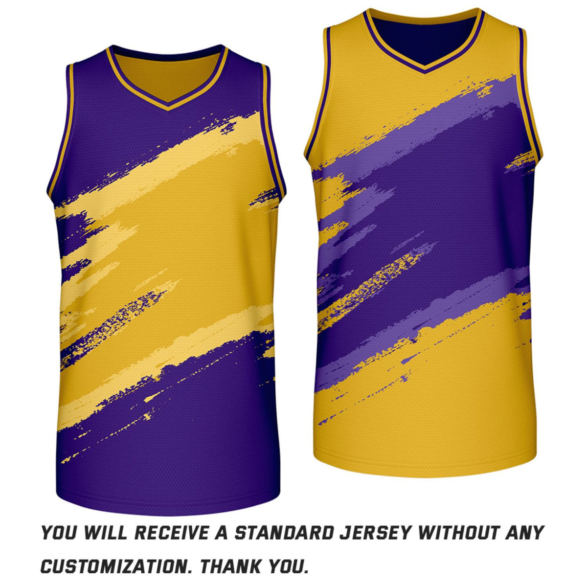 Custom Purple & Gold Brush Stroke Reversible Basketball Jersey | Adult Youth Jerseys for Large Group Team Orders