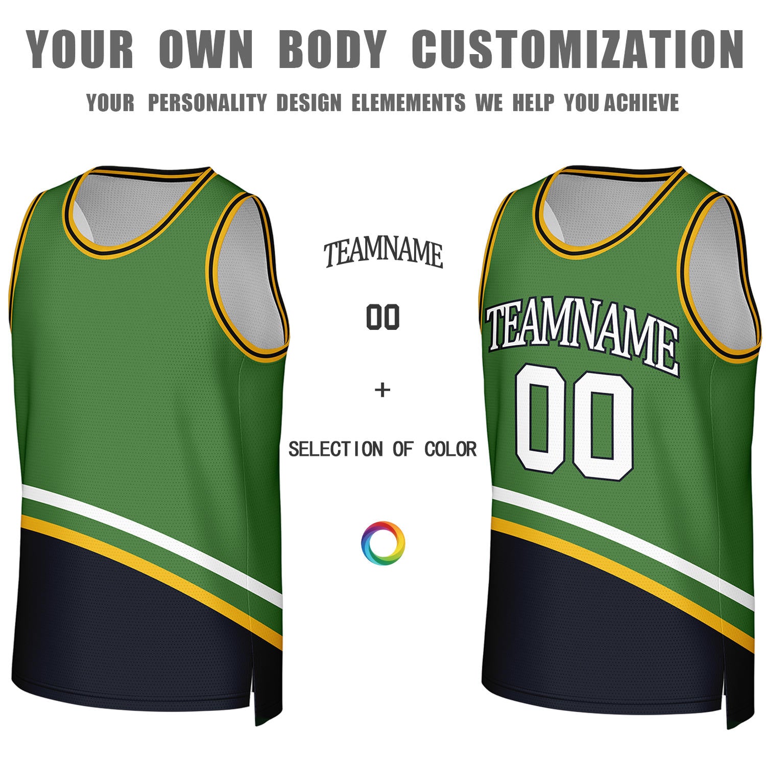 Custom White & Green Reversible Basketball Jersey | Personalized Team Jerseys for Adult & Youth
