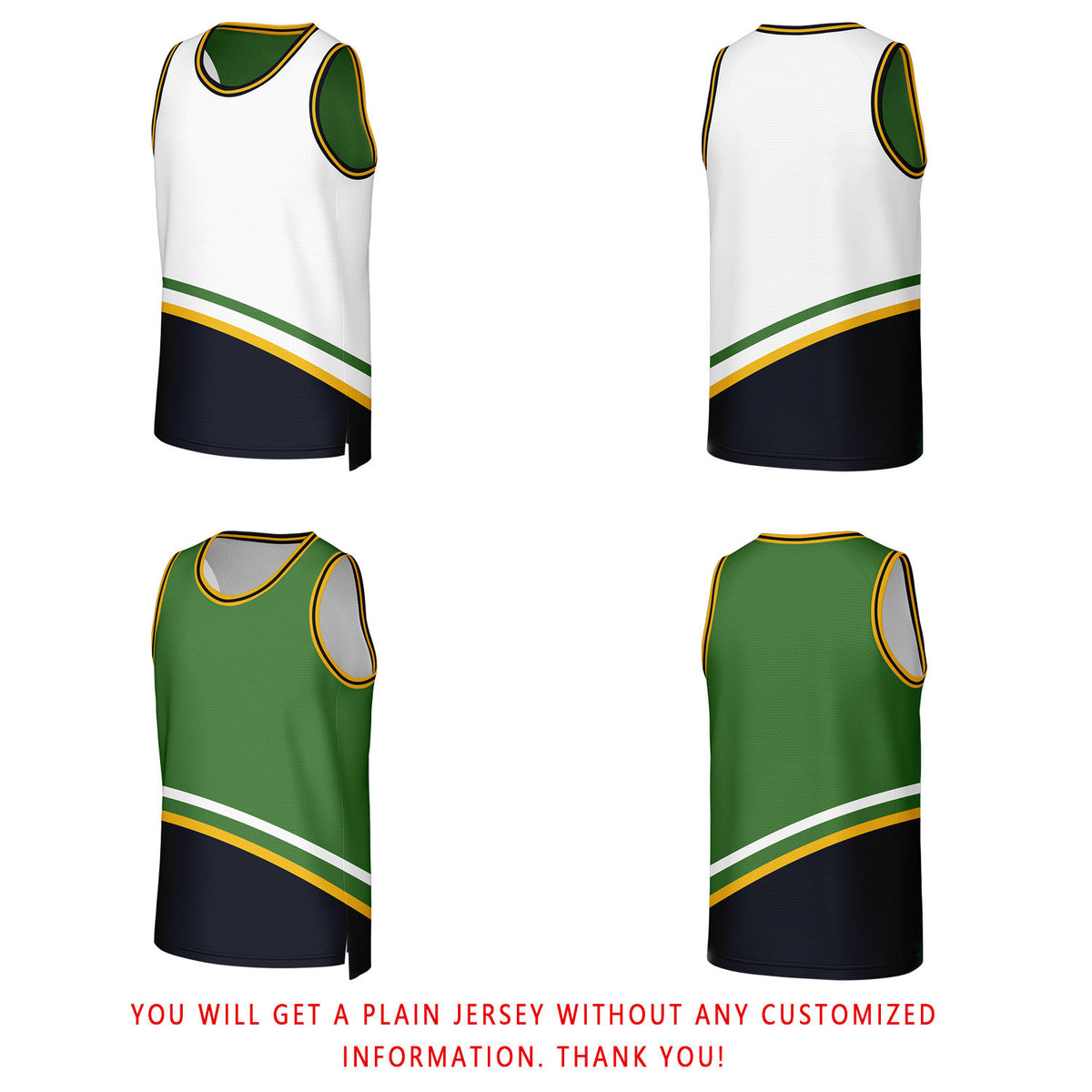 Custom White & Green Reversible Basketball Jersey | Personalized Team Jerseys for Adult & Youth