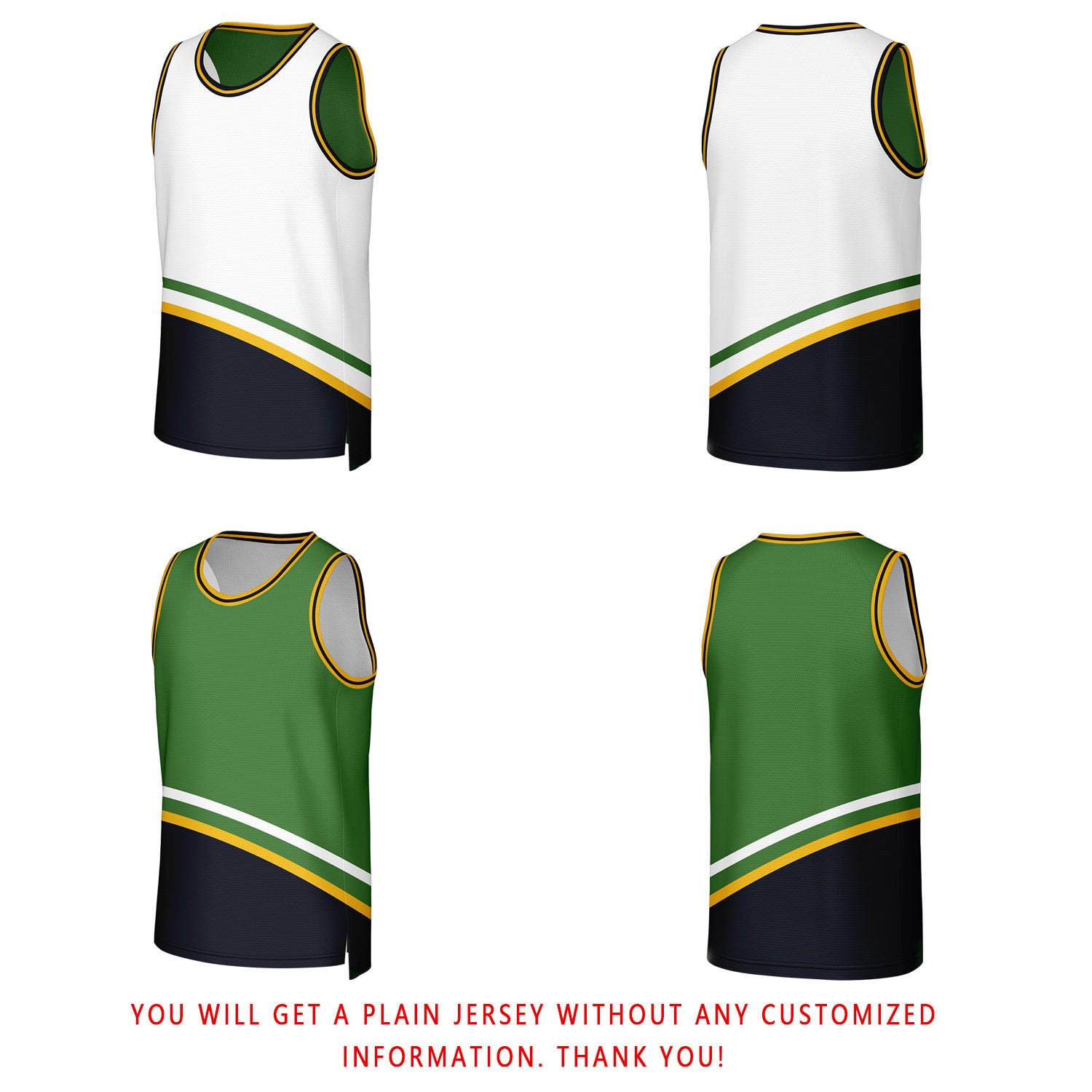 Custom White & Green Reversible Basketball Jersey | Personalized Team Jerseys for Adult & Youth