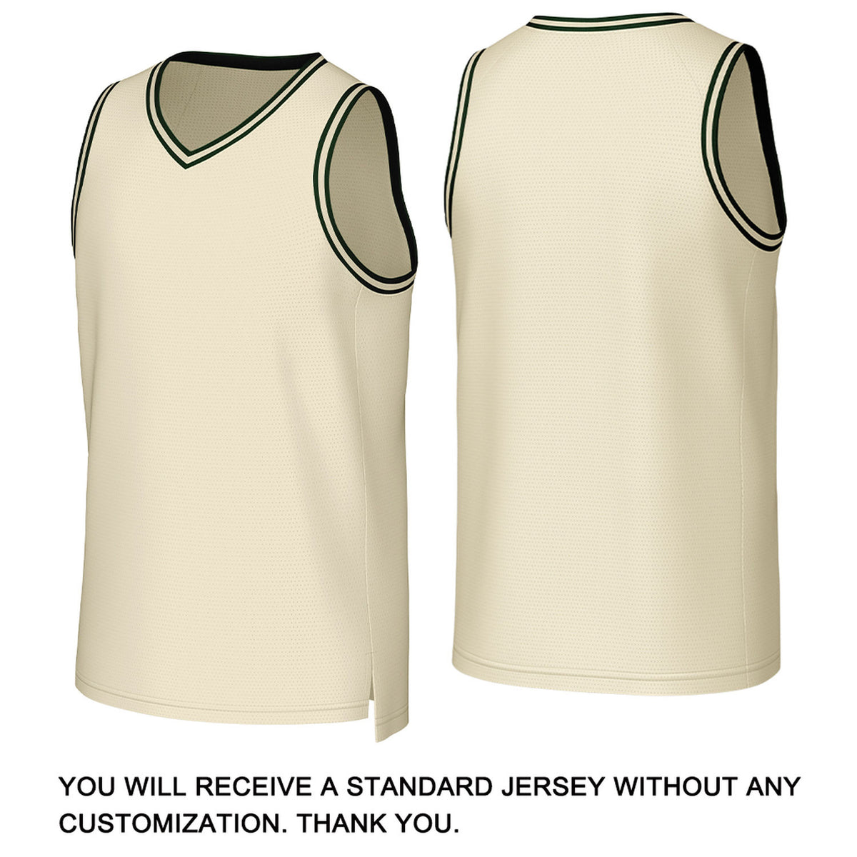 Custom Cream & Dark Green Basketball Jersey | Personalized Name & Number Team Uniform