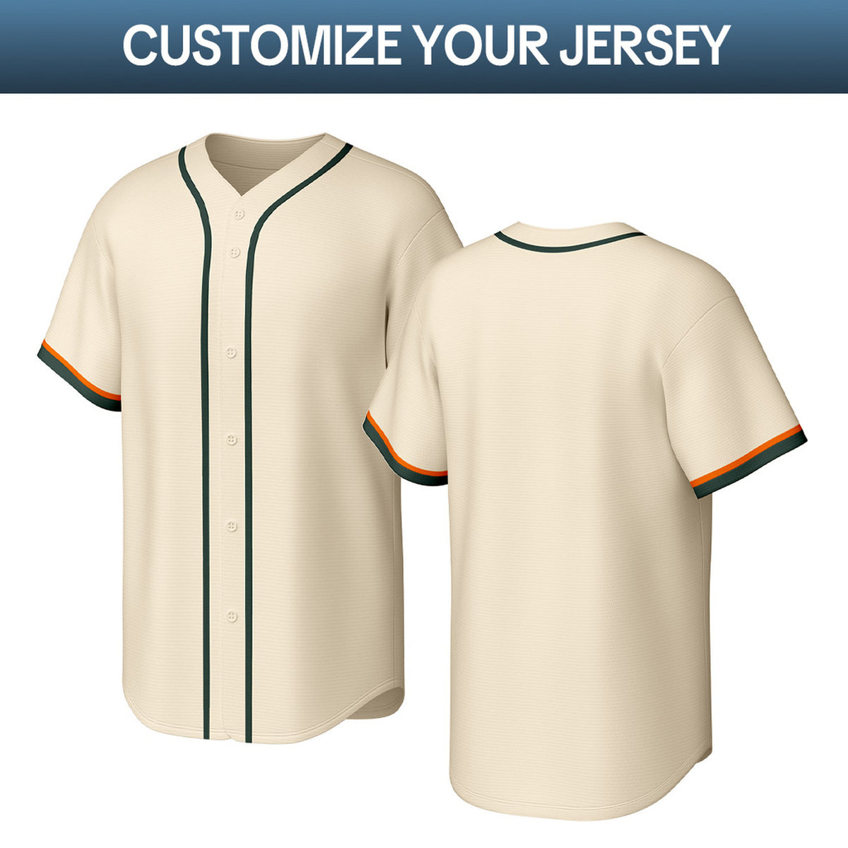 Custom Cream Green & Orange Personalized Baseball Jersey | Team Sports Uniform | Vosoli