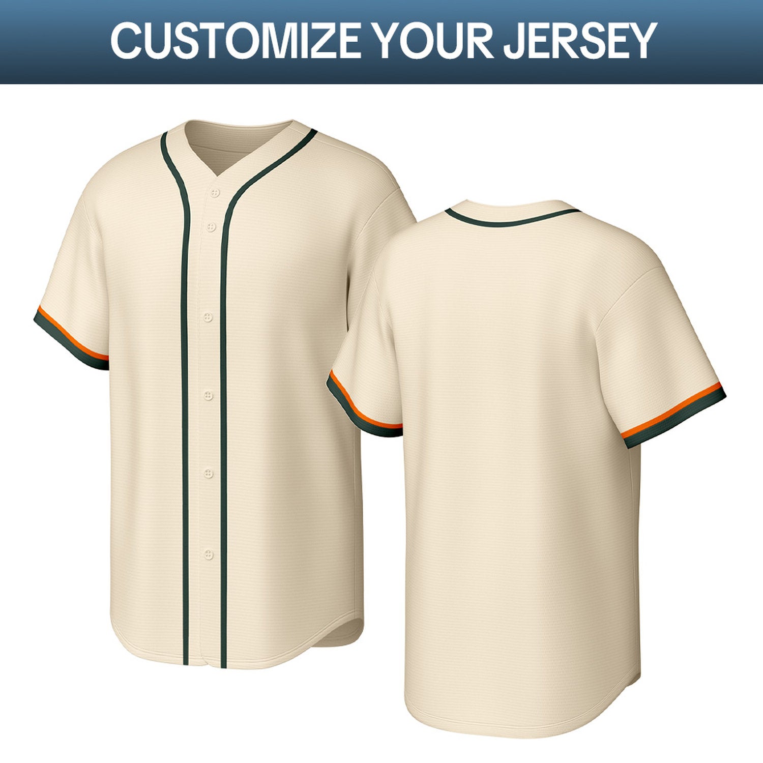 Custom Cream Green & Orange Personalized Baseball Jersey | Team Sports Uniform | Vosoli