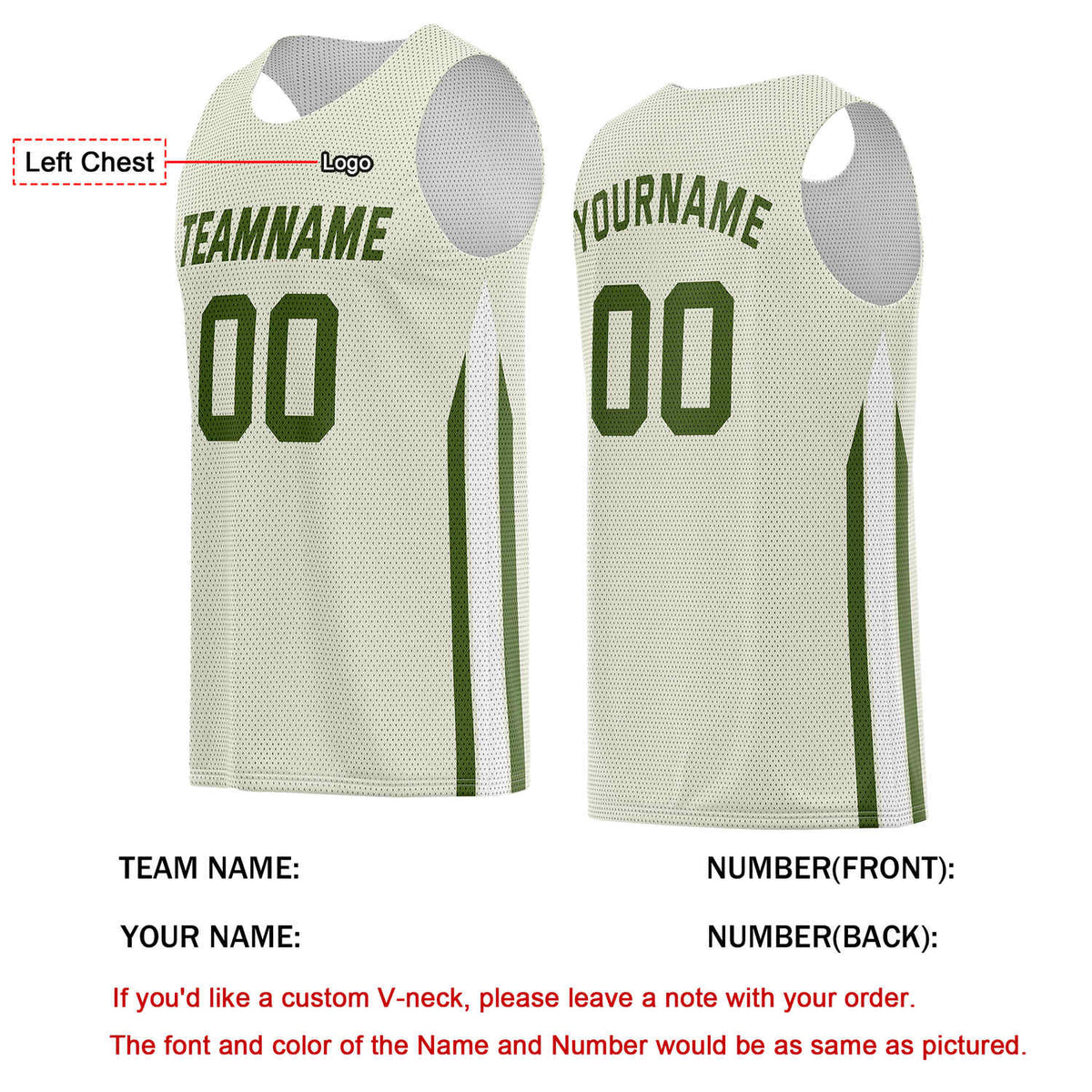 Custom Cream & Green Basketball Jersey | Personalized Team Kit - Vosoli