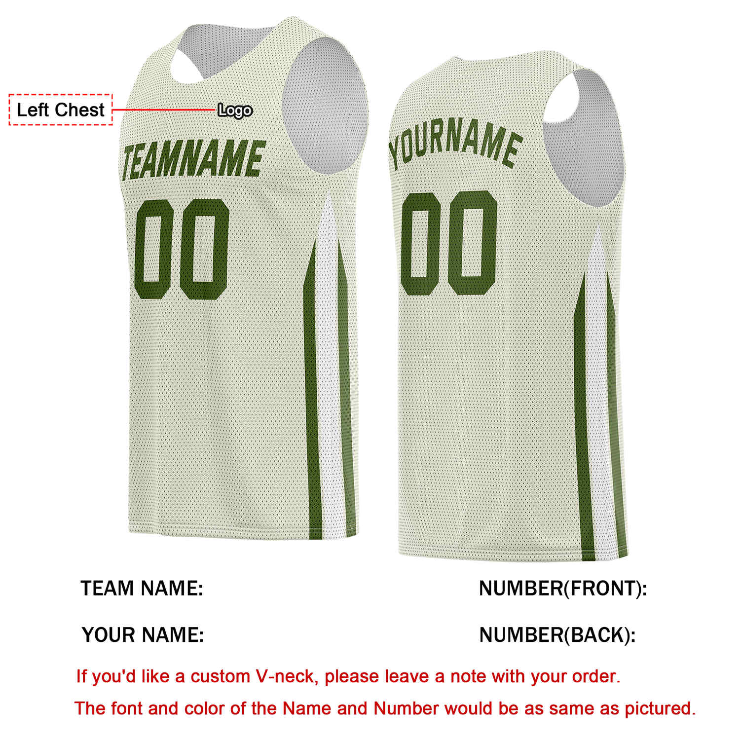Custom Cream & Green Basketball Jersey | Personalized Team Kit - Vosoli