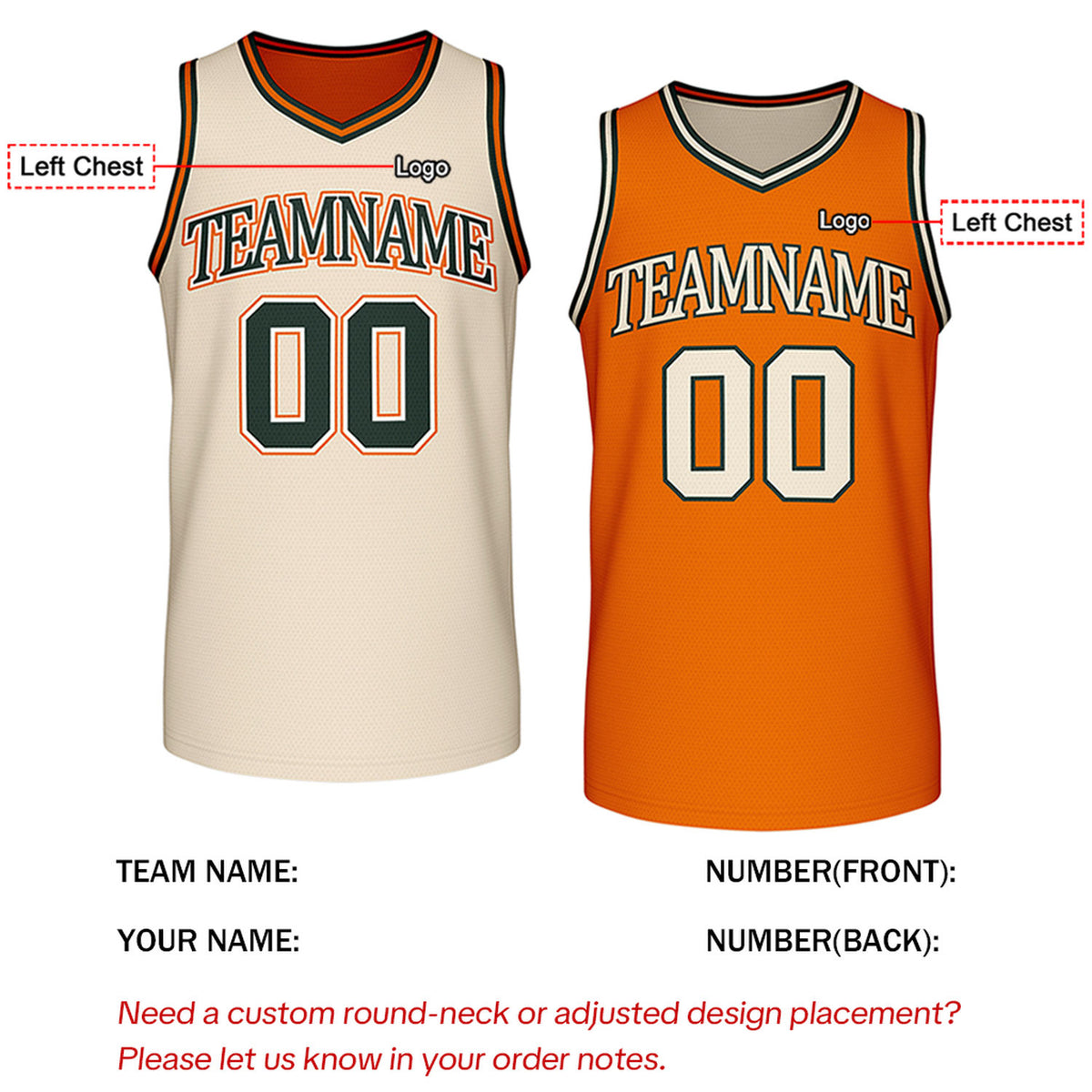 Custom Retro Cream & Orange Reversible Basketball Jersey | Personalized Team Jersey | Vosoli