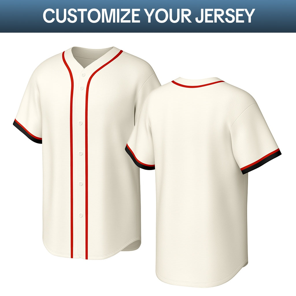 Custom Cream Stitched Baseball Jersey | Personalized Name & Number | Team Uniform