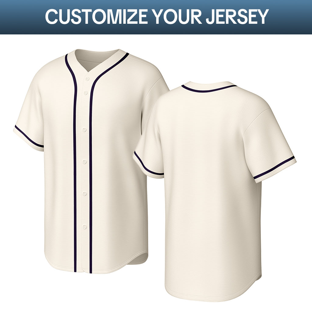 Custom Stitched Baseball Jersey Cream Red Navy | Personalized Name & Number | Team Uniform