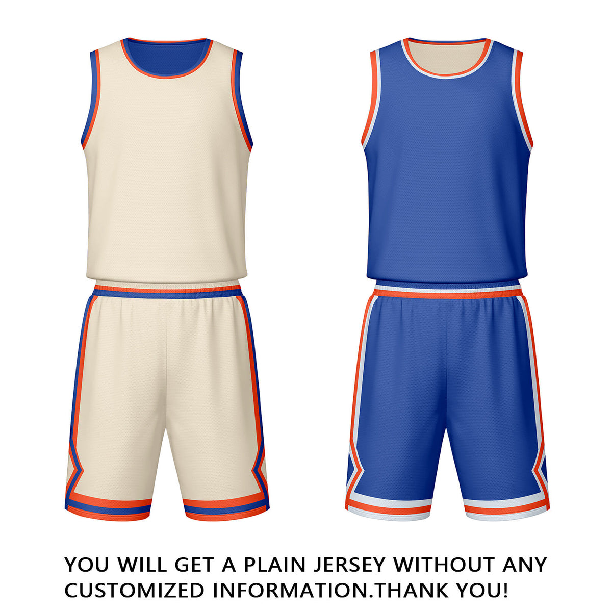 Custom Cream Royal Blue Reversible Basketball Jersey Set | Personalized Name Number Mesh Sports Uniform