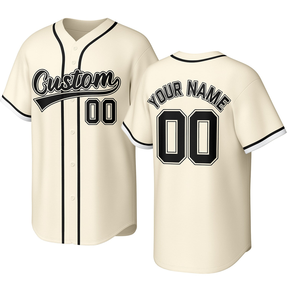Custom cream baseball jersey with stitched logo, personalized name &amp; number, button-front short-sleeve sports uniform for team men women youth game practice - Vosoli