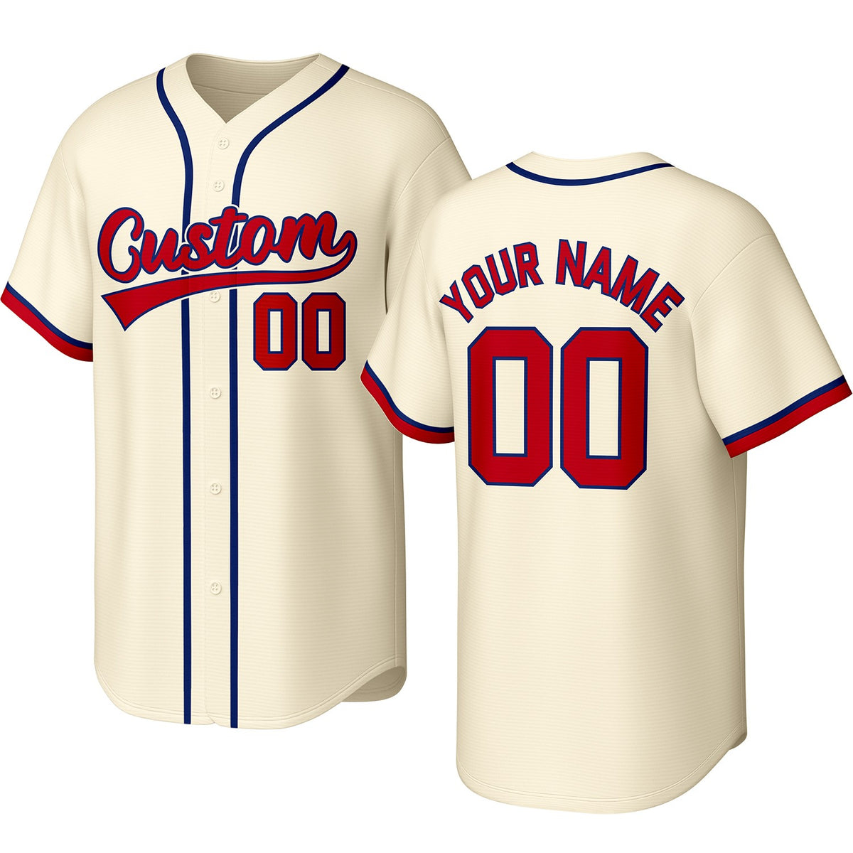 Custom cream baseball jersey with stitched logo, personalized name &amp; number, button-front short-sleeve sports uniform for team men women youth game practice - Vosoli