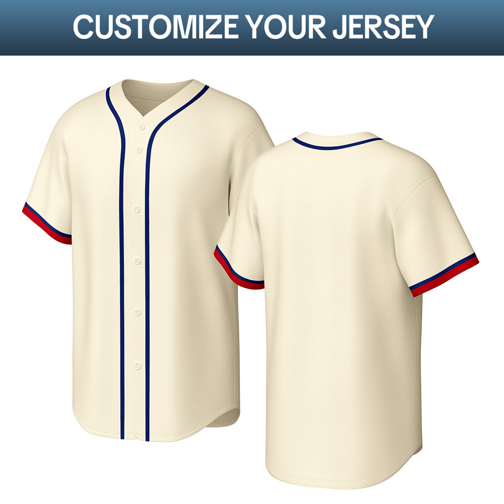 Custom Cream Stitched Baseball Jersey | Personalized Name & Number | Team Uniform