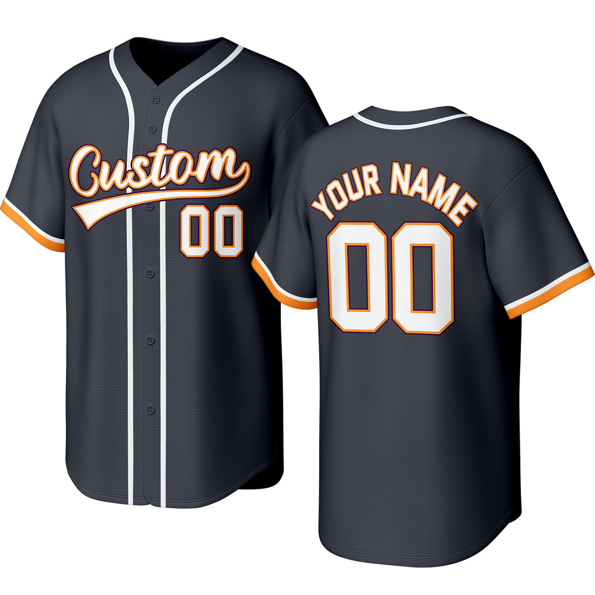 Custom dark gray baseball jersey with stitched logo, personalized name &amp; number, button-front short-sleeve sports uniform for team men women youth game practice - Vosoli