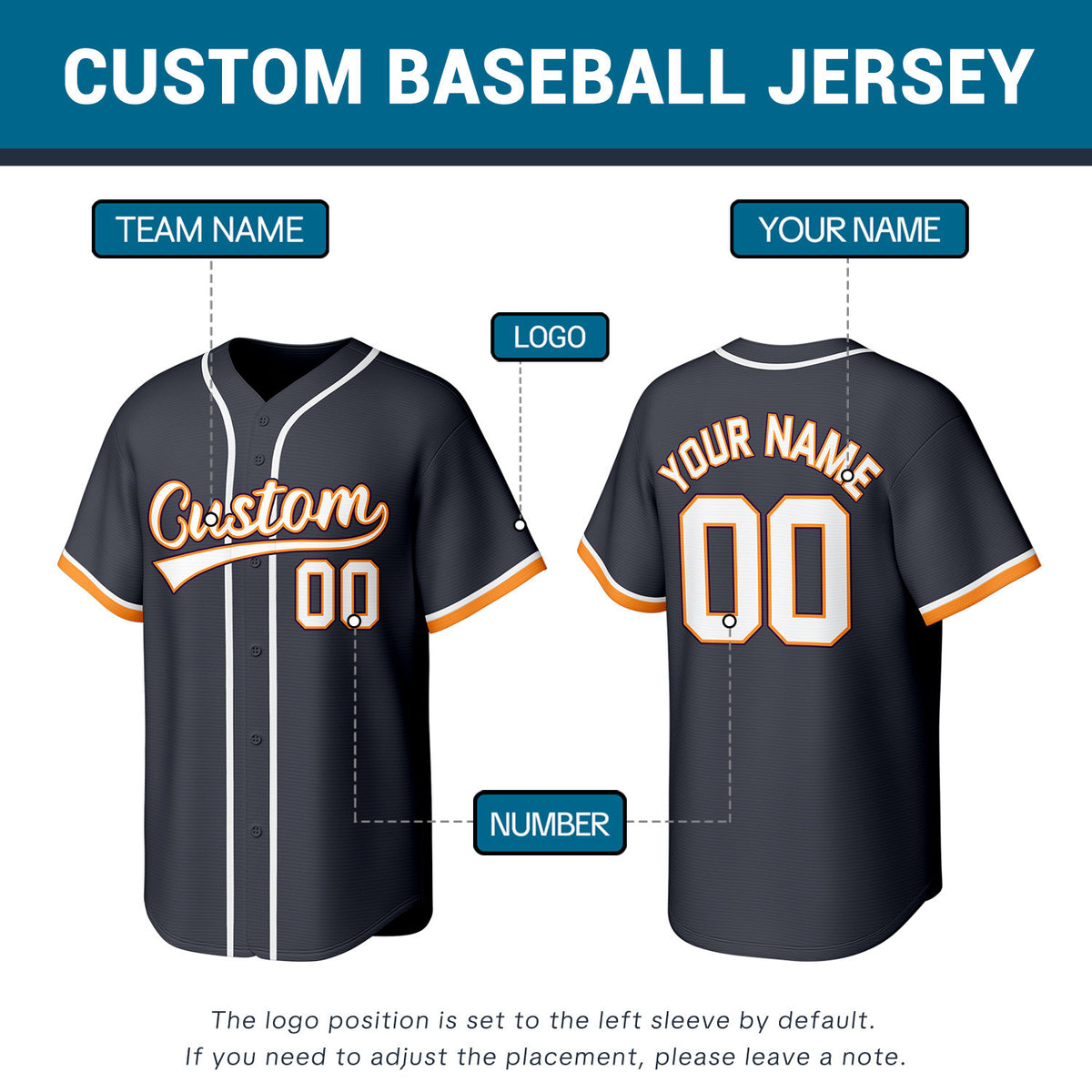 Custom Dark Gray Stitched Baseball Jersey | Personalized Name & Number | Team Uniform
