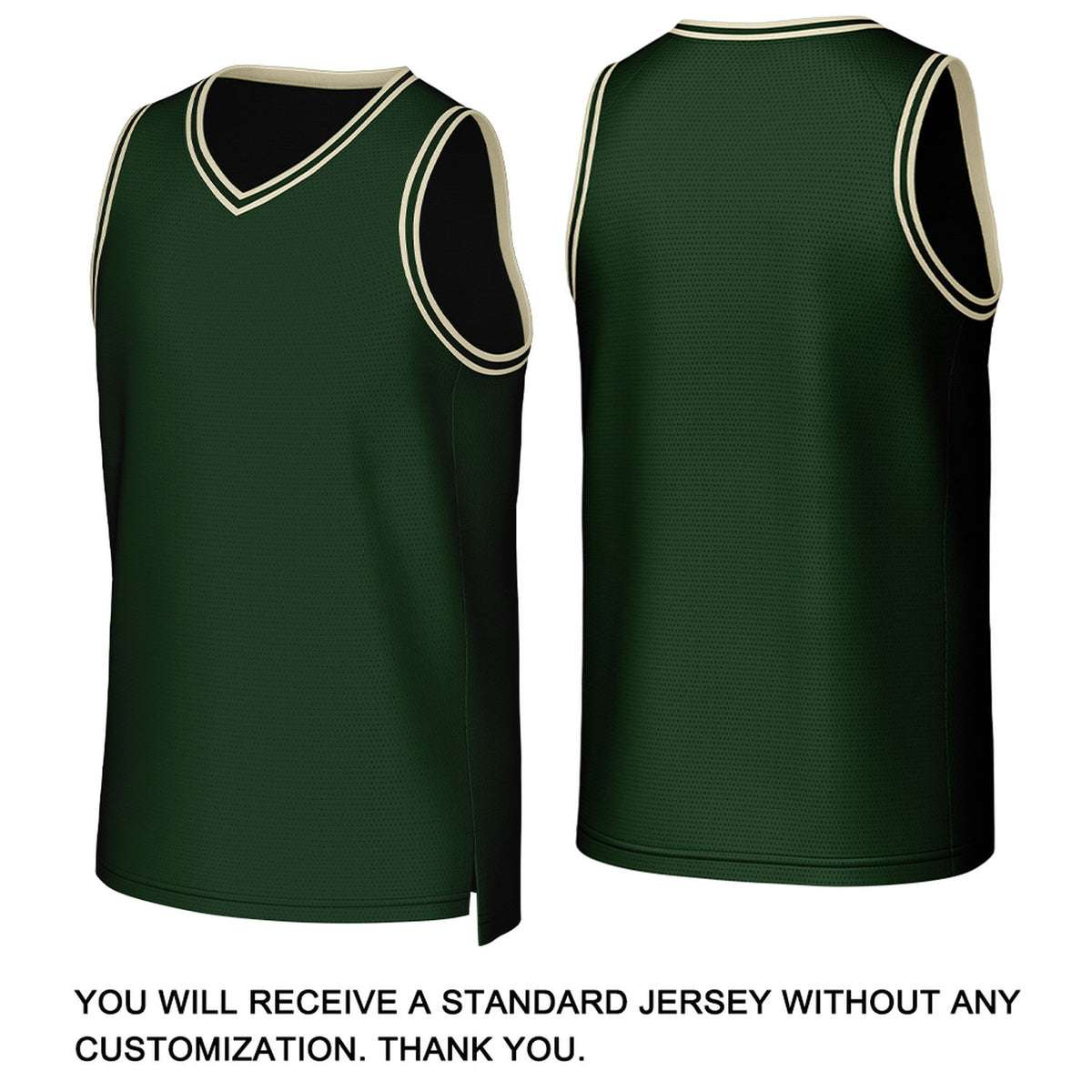 Custom Dark Green & Cream Basketball Jersey | Personalized Name & Number Team Uniform
