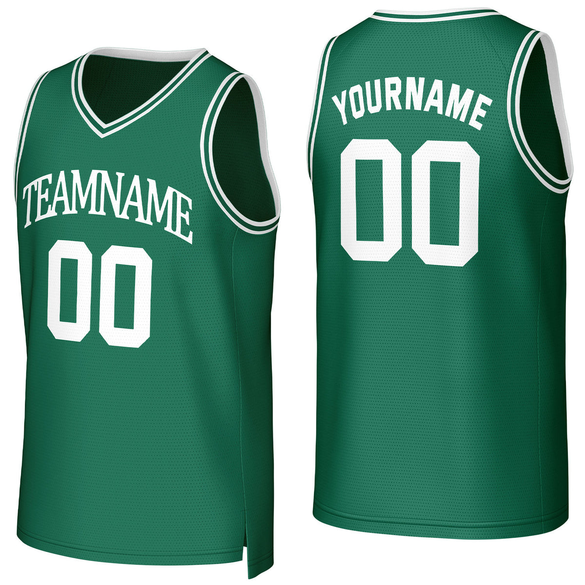 Custom Dark Green &amp; White Mesh Basketball Jersey | Personalized Name &amp; Number Team Uniform
