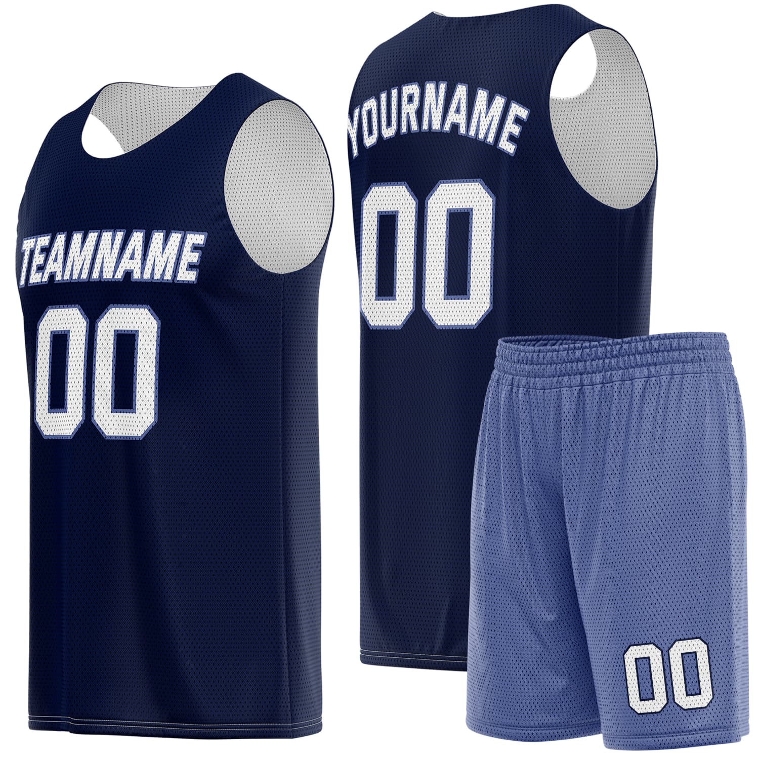 Custom Dark Navy & Light Purple Basketball Jersey + Shorts Set - Personalized Team Name, Number | Vosoli