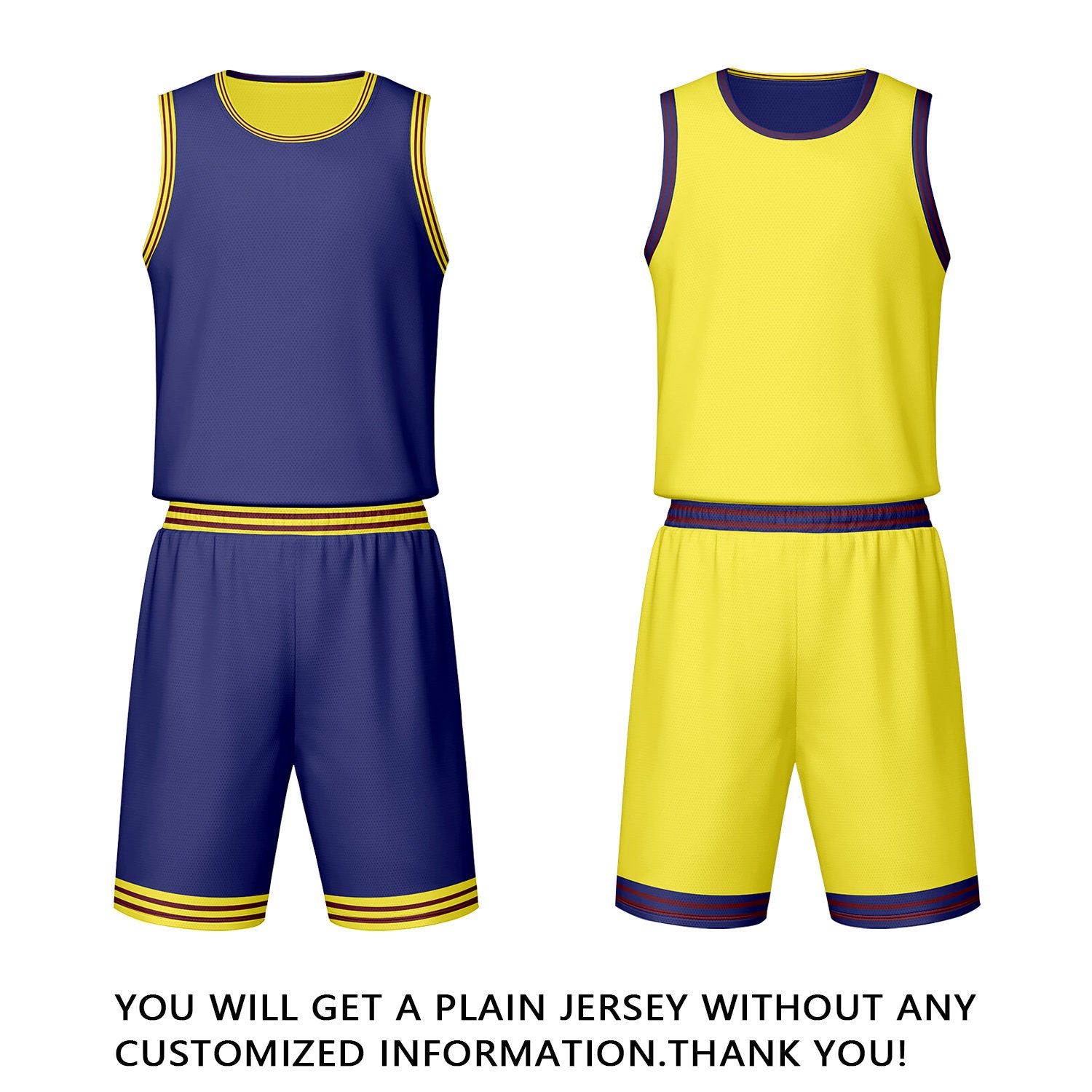 Custom Dark Blue Yellow Reversible Basketball Jersey Set | Personalized Name Number Mesh Sports Uniform
