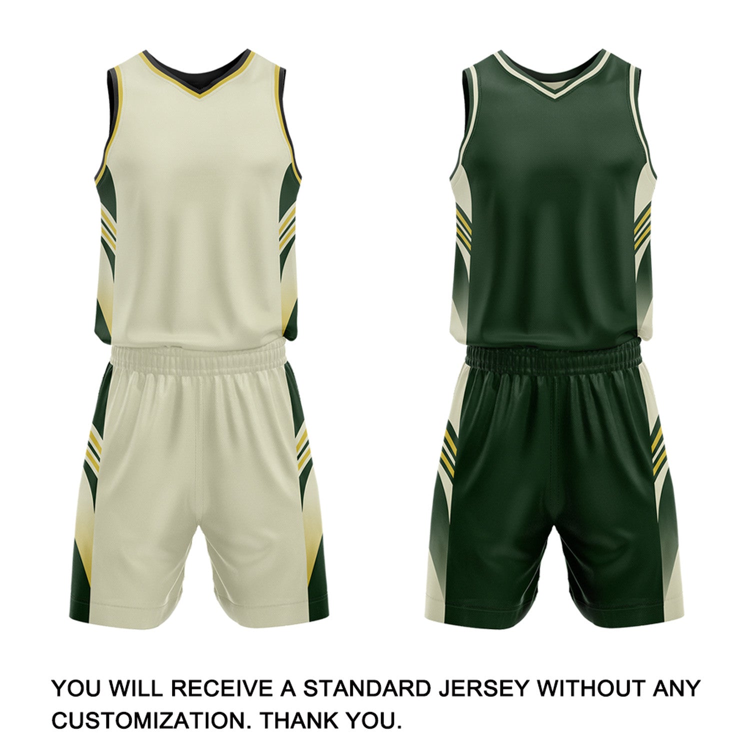 Custom Dark Green & Cream Reversible Basketball Uniform Set | Personalized Team Jersey Kit