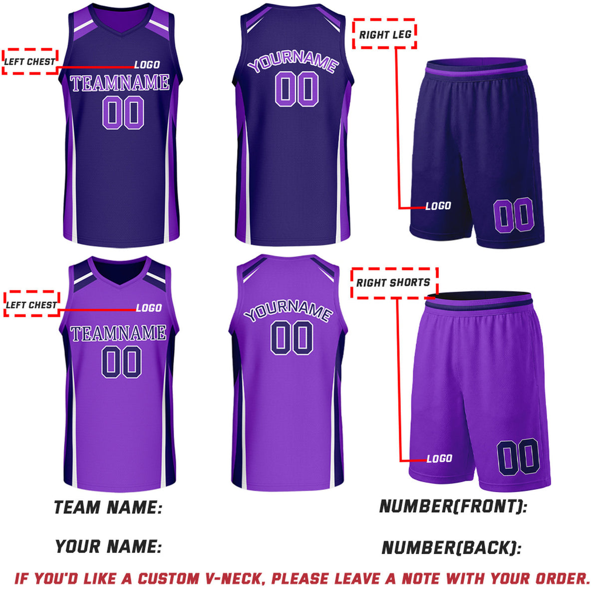 Custom Dark Purple & Bright Purple Reversible Basketball Jerseys | Personalized Team Uniform Set for Women