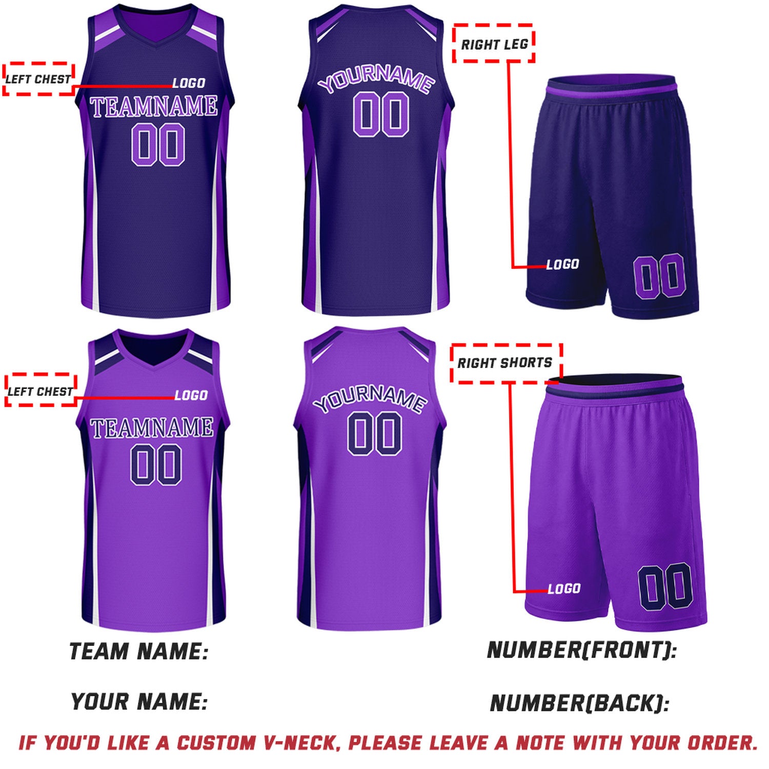 Custom Dark Purple & Bright Purple Reversible Basketball Jerseys | Personalized Team Uniform Set for Women
