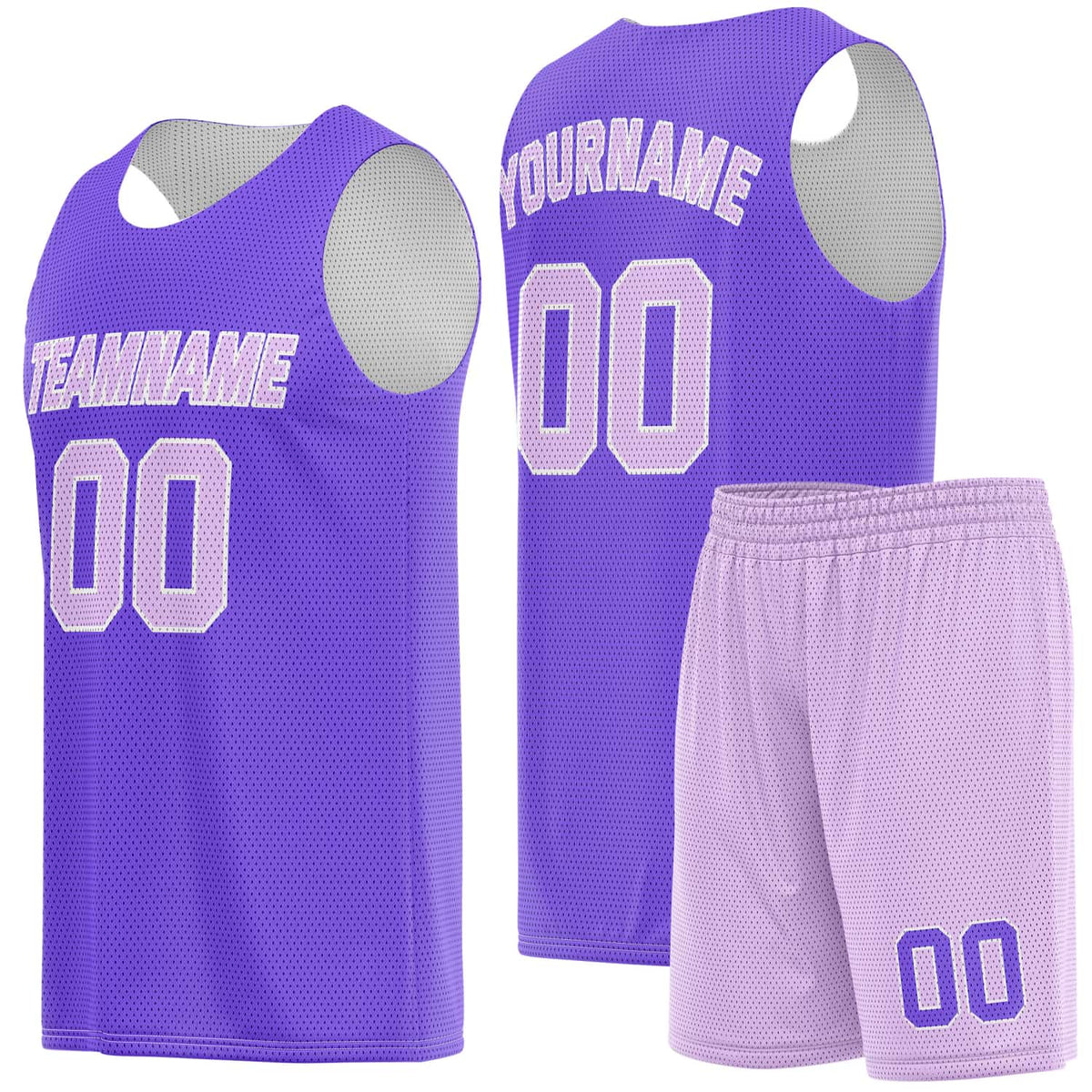 Custom Deep Purple &amp; Light Purple Basketball Jersey + Shorts Set - Personalized Team Name, Number | Vosoli