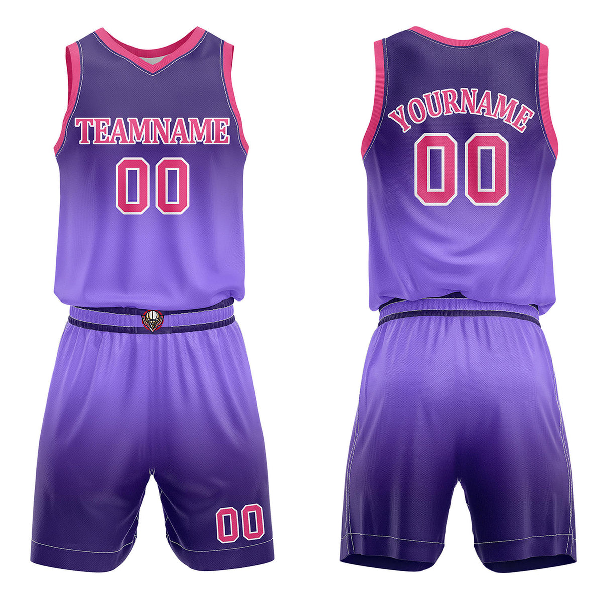 Custom Purple Gradient Basketball Jersey + Shorts Set - Personalized Team Name, Number &amp; LOGO | Vosoli