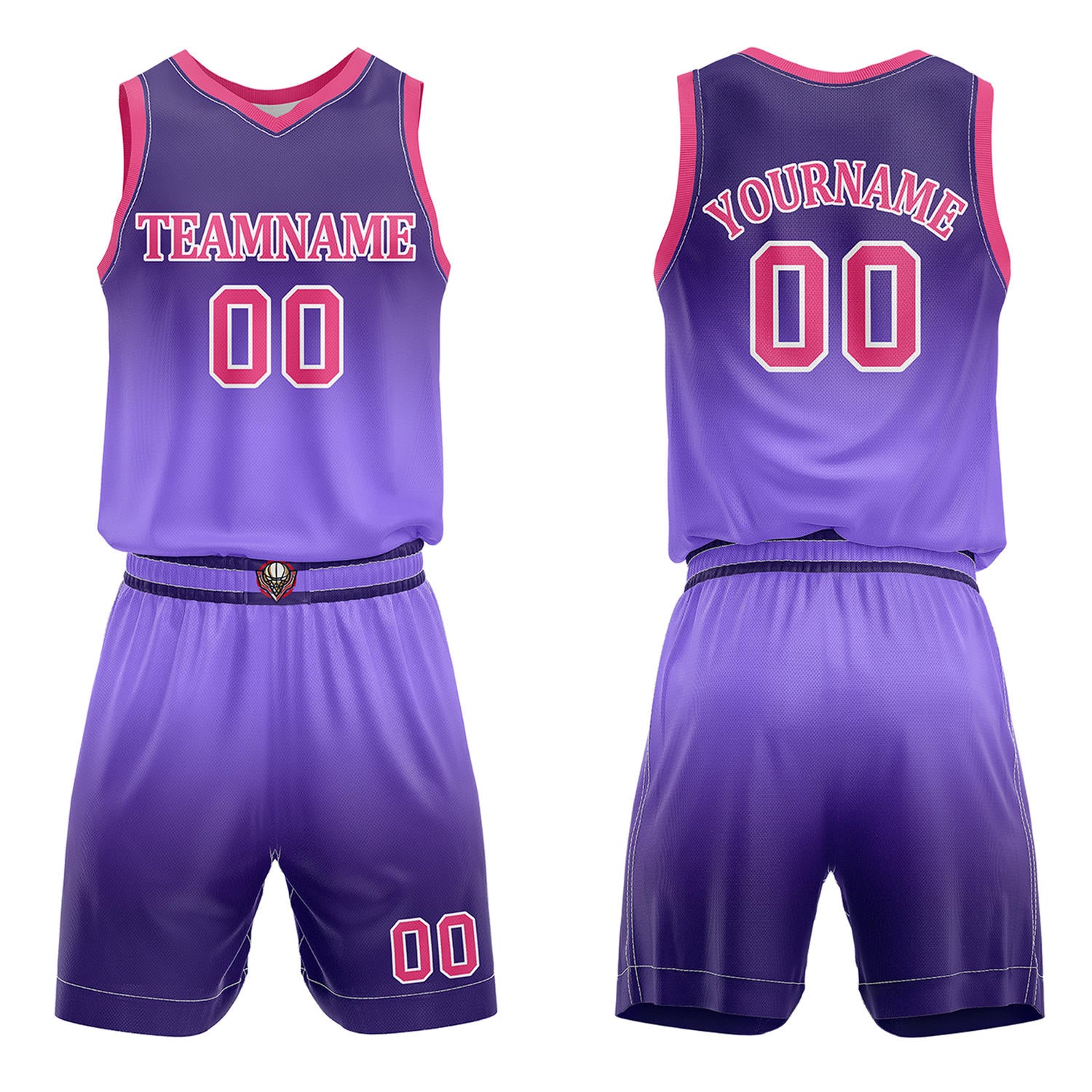 Custom Purple Gradient Basketball Jersey + Shorts Set - Personalized Team Name, Number & LOGO | Vosoli