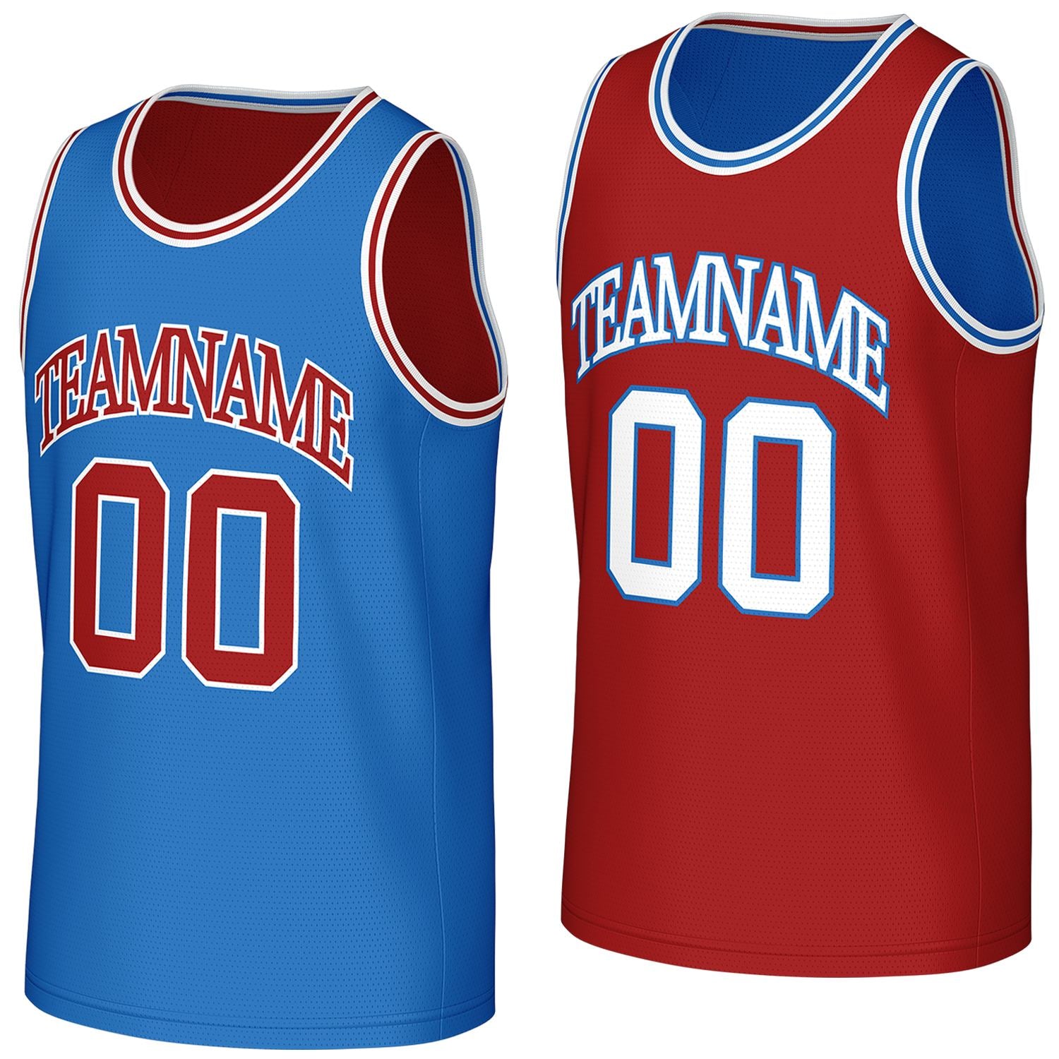 irect from factory custom basketball jerseys blue red reversible by Vosoli, personalized team name, number & logo, breathable mesh dual sided basketball jersey for team games
