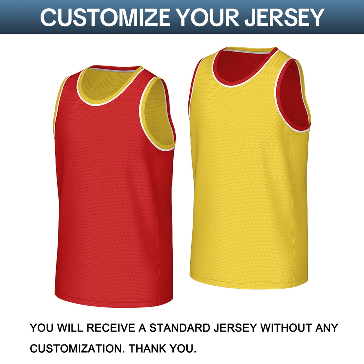 Custom Red & Yellow Reversible Basketball Jersey | Personalized Sleeveless Mesh Jersey for Adult Youth