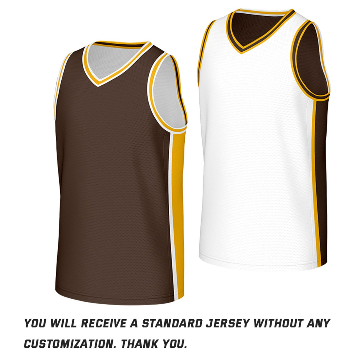 Custom Brown & Gold Reversible Basketball Jersey | Personalized Team Jerseys with Name Number Logo