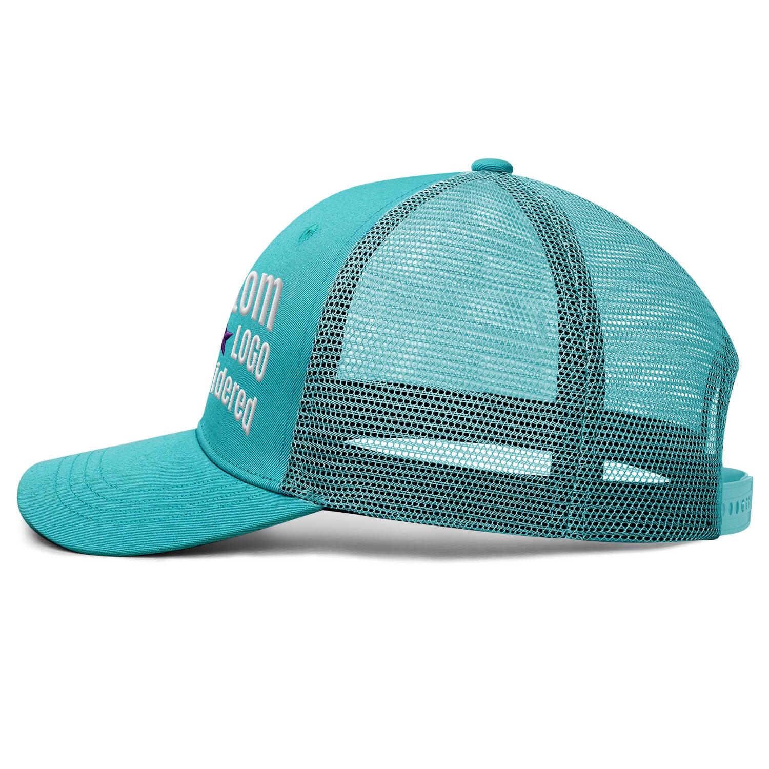 Custom Embroidered or Printed Aqua Green Trucker Cap | Breathable mesh cap