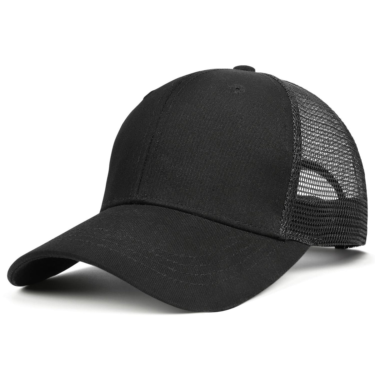 Custom Embroidered or Printed Black Trucker Cap | Breathable mesh cap