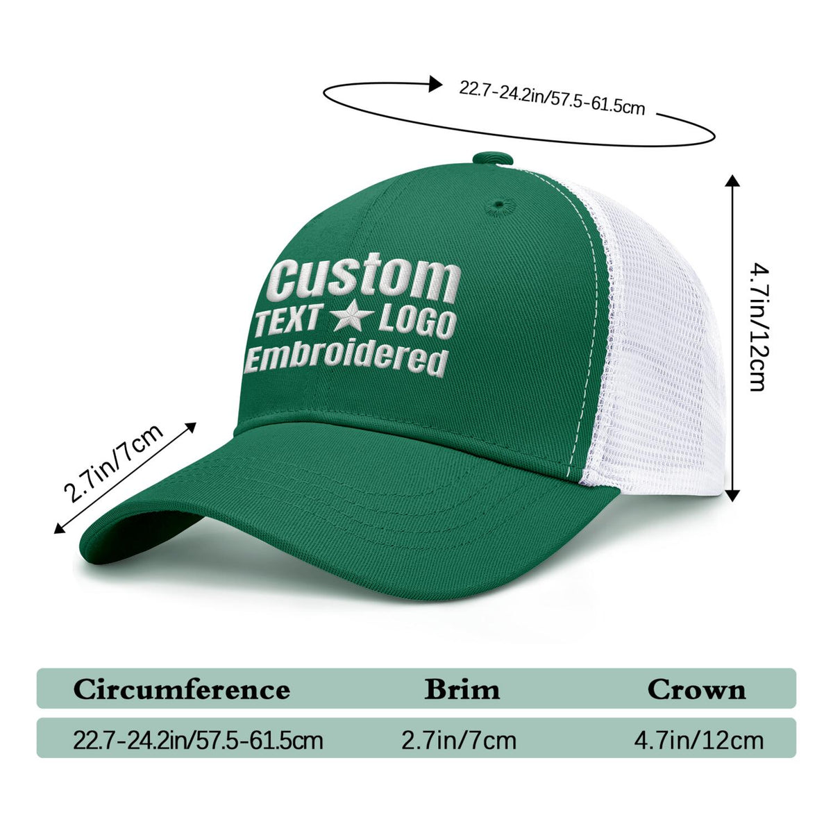 Custom Embroidered or Printed Bright Green & White Trucker Cap | Breathable mesh cap