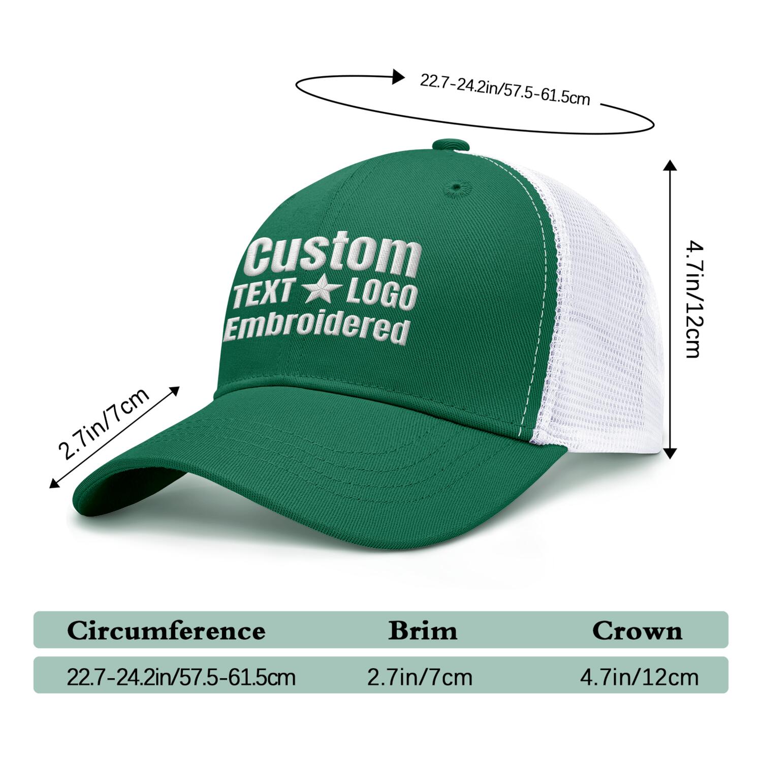 Custom Embroidered or Printed Bright Green & White Trucker Cap | Breathable mesh cap