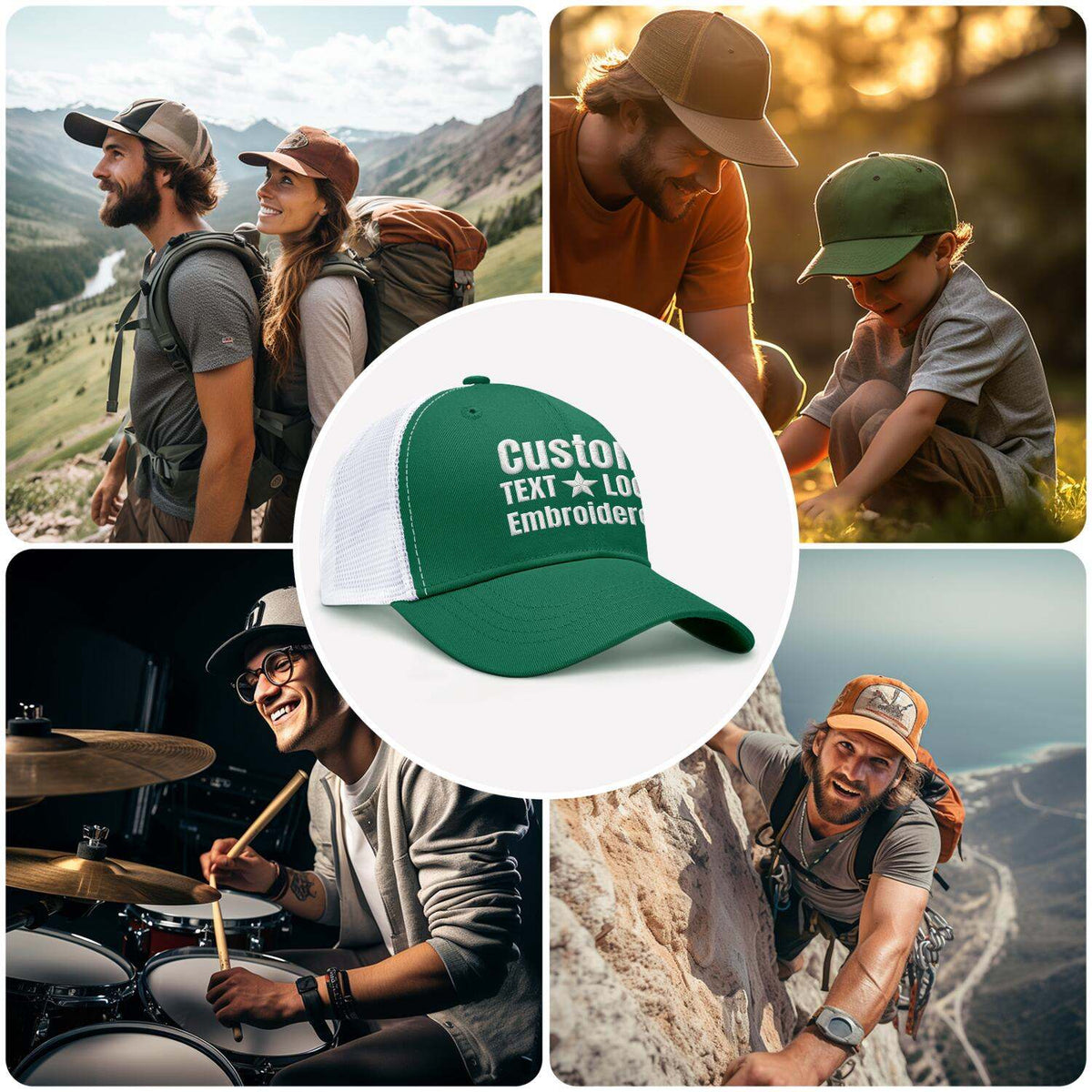Custom Embroidered or Printed Bright Green & White Trucker Cap | Breathable mesh cap