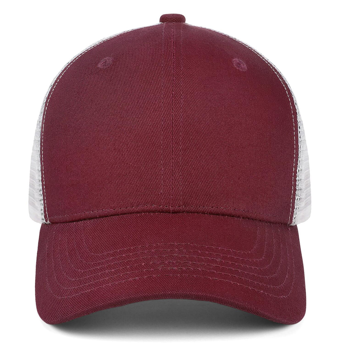 Custom Embroidered or Printed Burgundy Trucker Cap | Breathable mesh cap