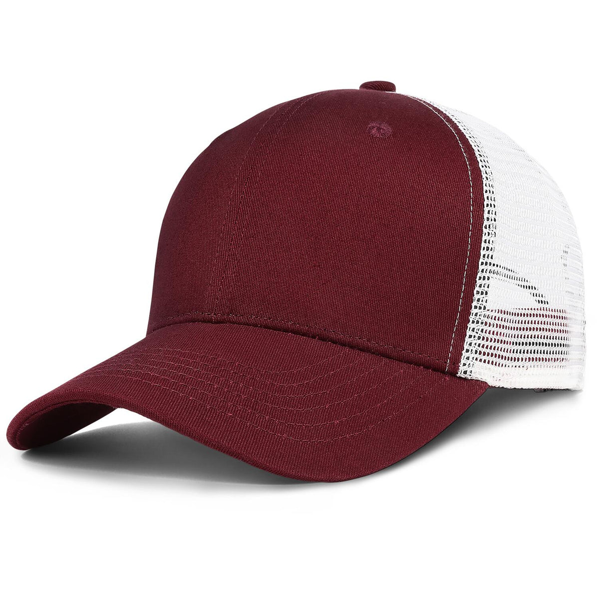Custom Embroidered or Printed Burgundy Trucker Cap | Breathable mesh cap