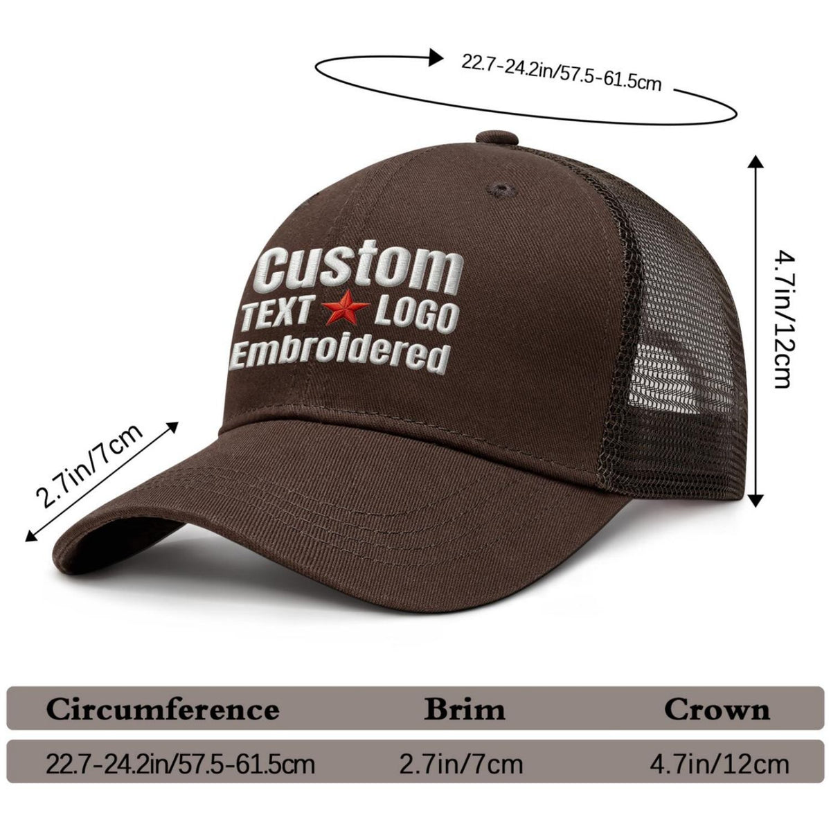 Custom Embroidered or Printed Dark Brown Trucker Cap | Breathable mesh cap