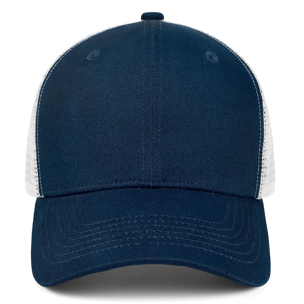Custom Embroidered or Printed Navy Blue Trucker Cap | Breathable mesh cap