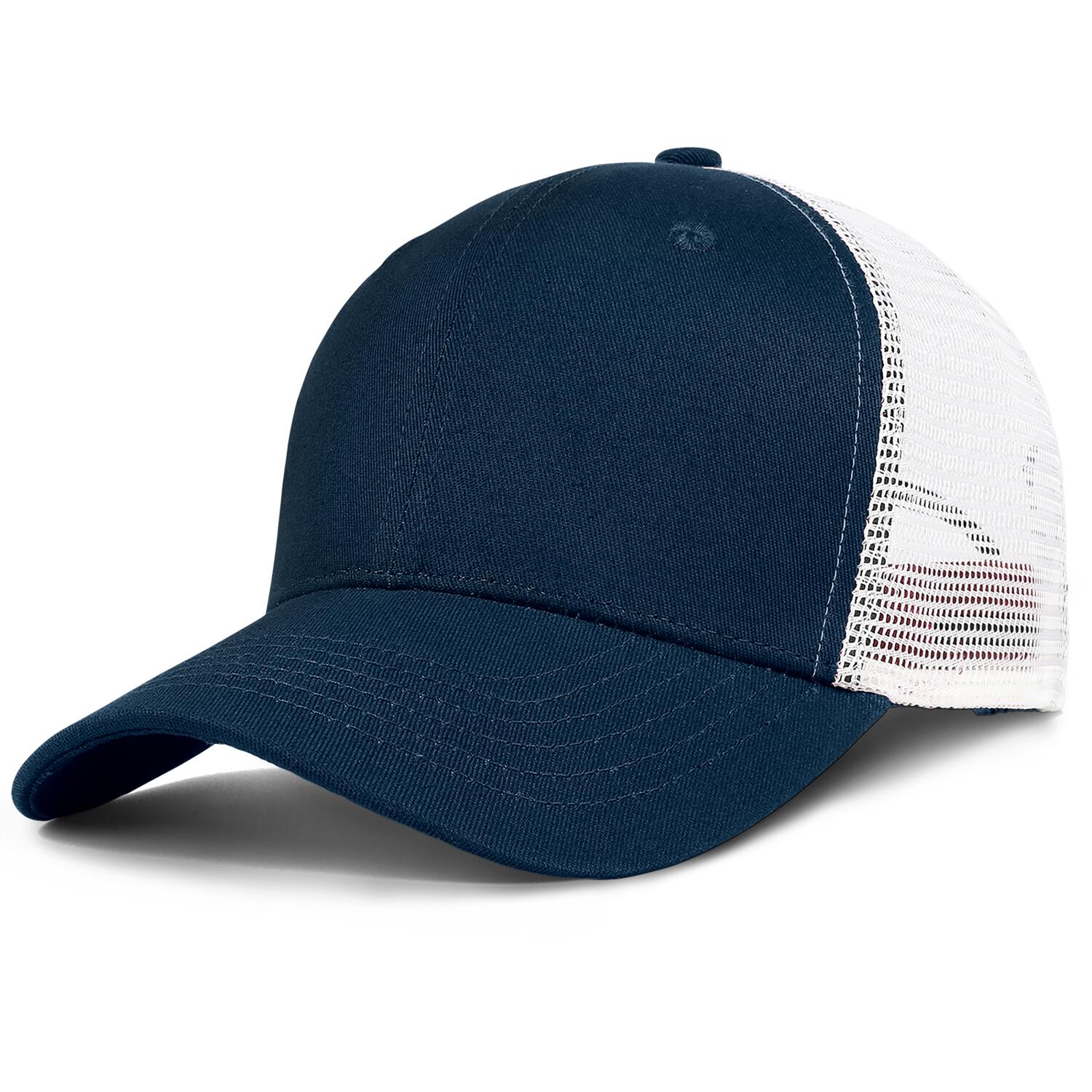 Custom Embroidered or Printed Navy Blue Trucker Cap | Breathable mesh cap