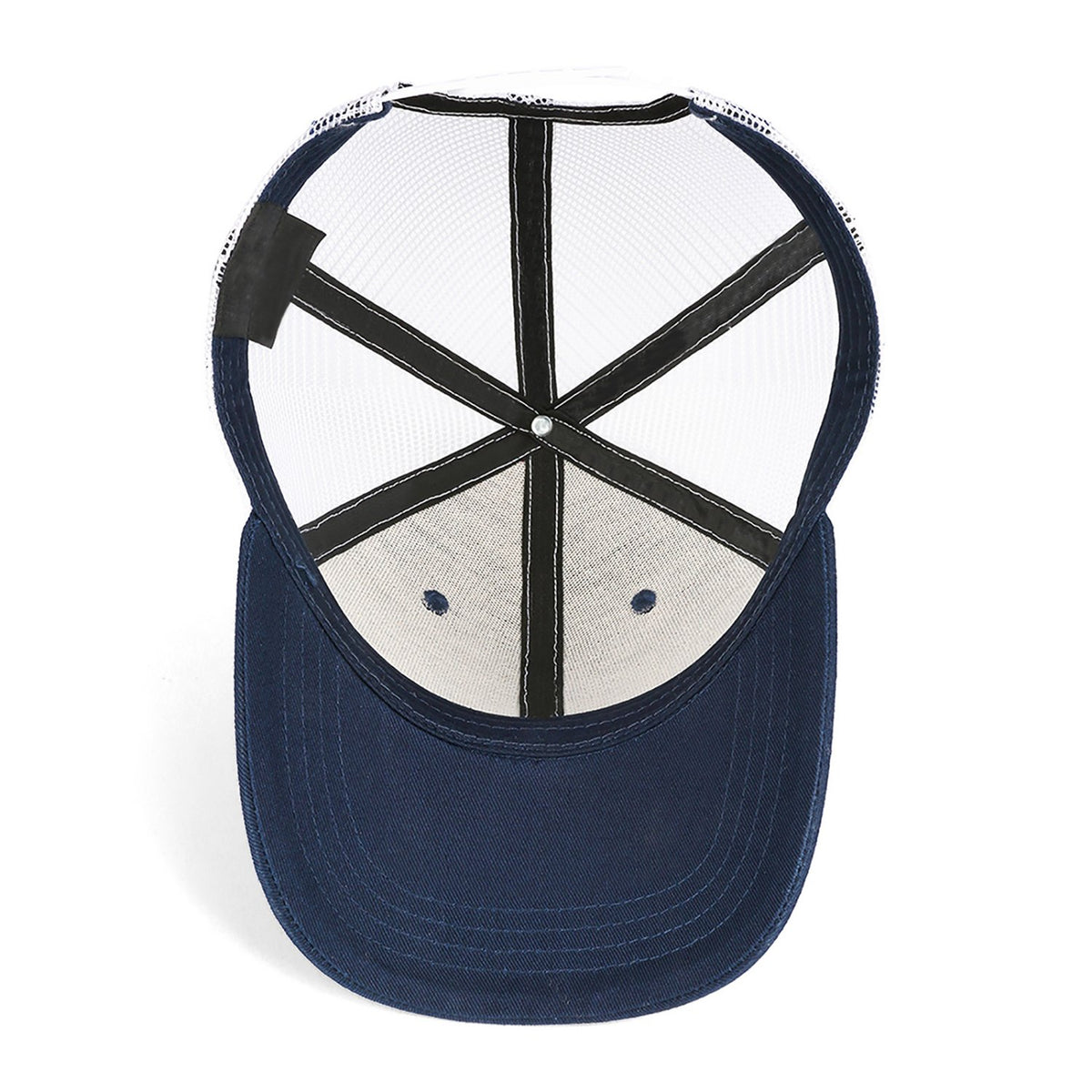 Custom Embroidered or Printed Navy Blue Trucker Cap | Breathable mesh cap