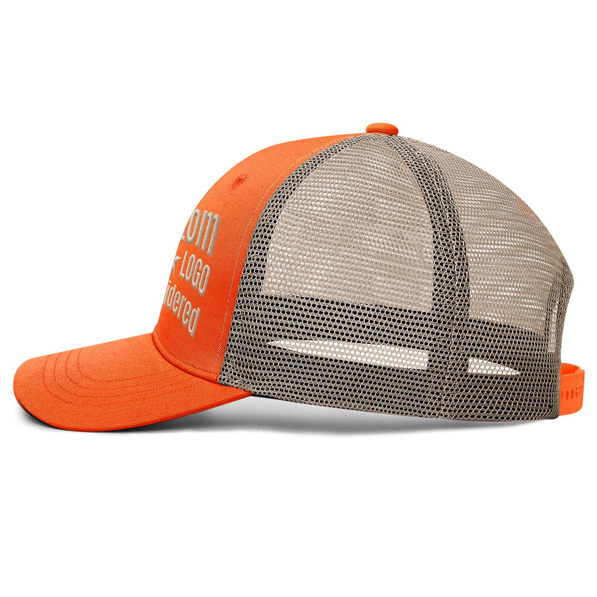 Custom Embroidered or Printed Orange & Beige Trucker Cap | Breathable mesh cap