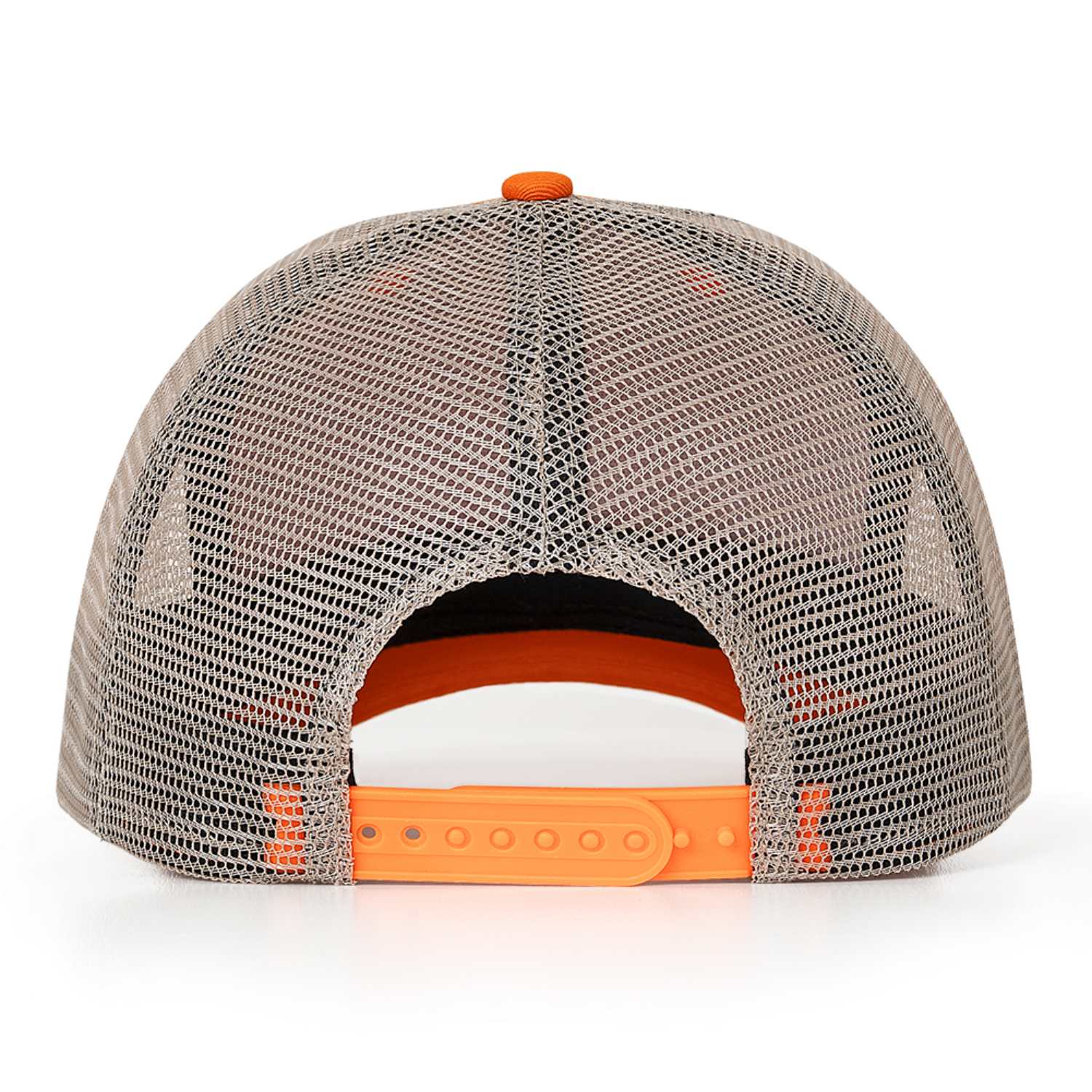 Custom Embroidered or Printed Orange & Beige Trucker Cap | Breathable mesh cap