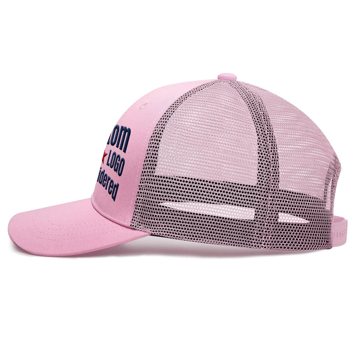 Custom Embroidered or Printed Pink Trucker Cap | Breathable mesh cap